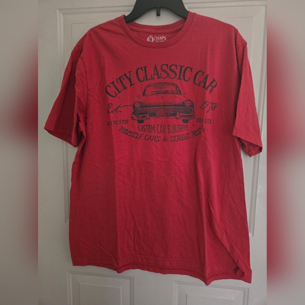 Chaps Mens Red Classic Car Graphic T-Shirt XL